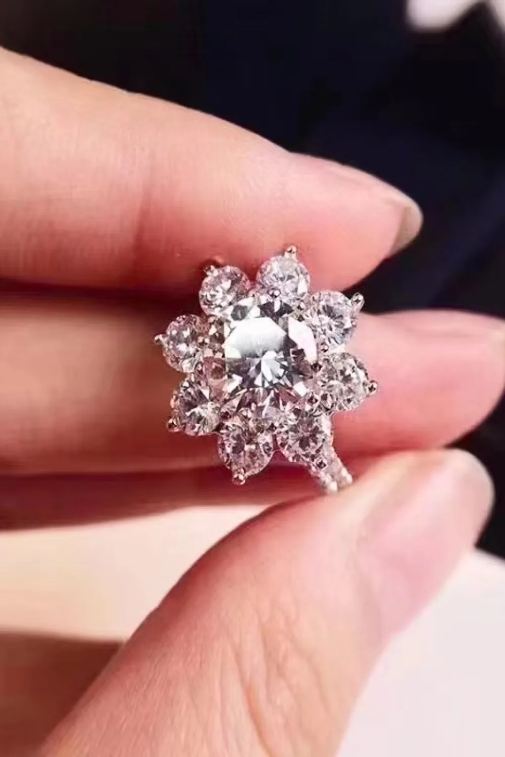 1 Carat Moissanite Flower Ring, image 4
