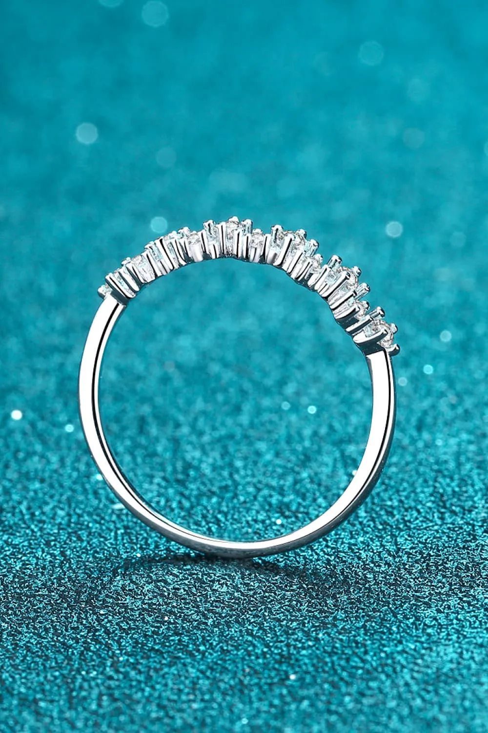 Moissanite Rhodium-Plated Half-Eternity Ring, image 5