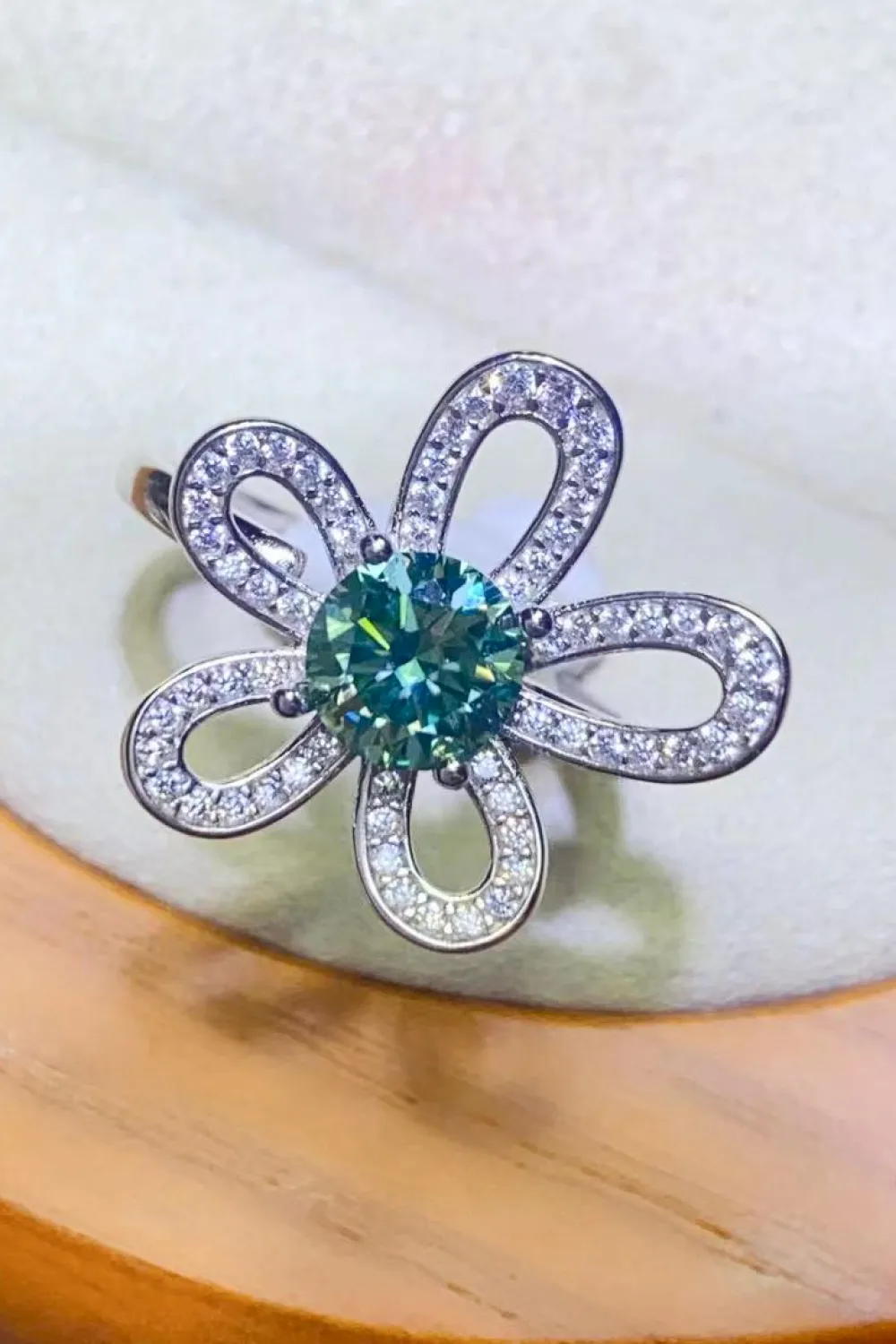 1 Carat Moissanite Flower Shape Open Ring, image 2