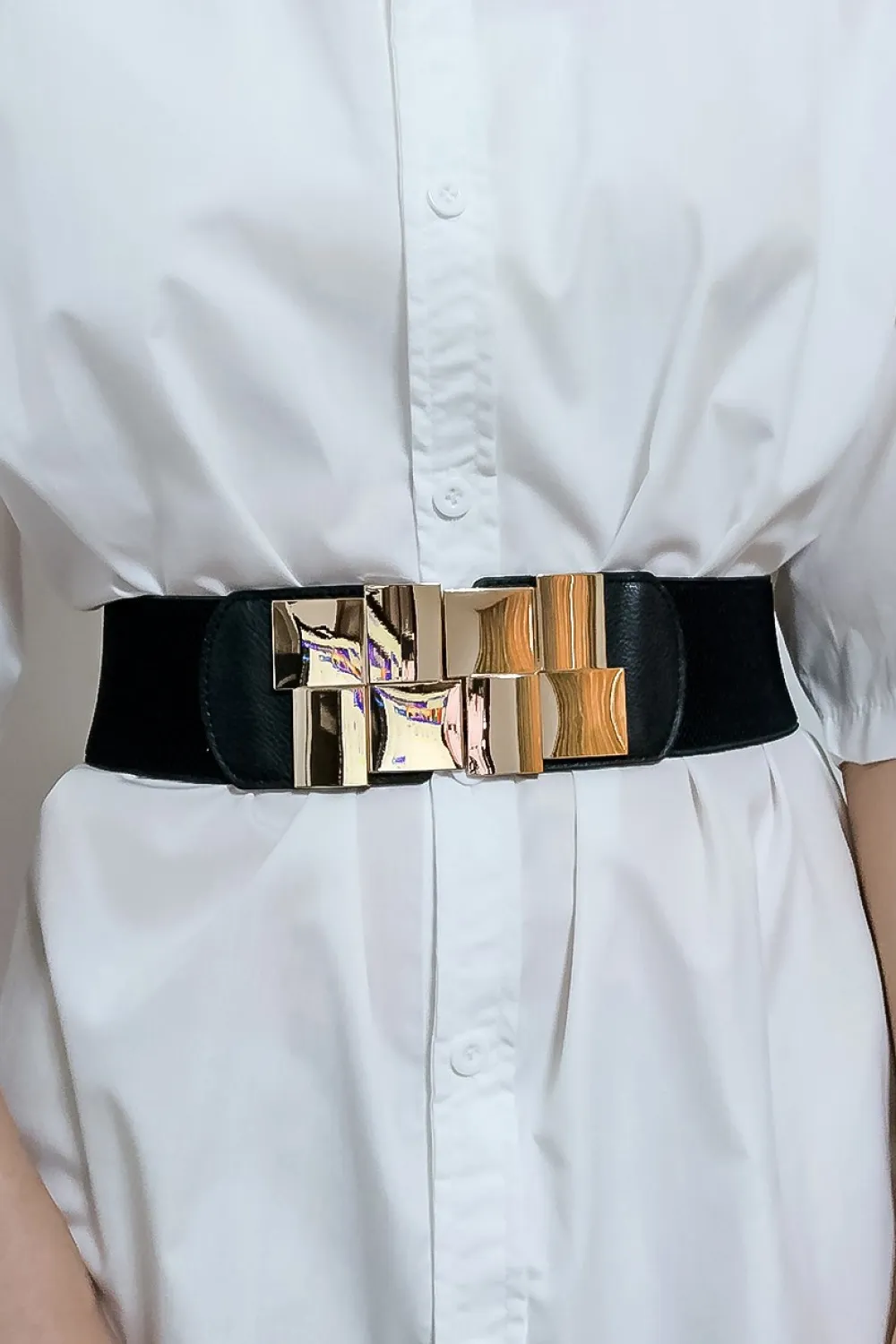 Geometric Buckle Elastic Wide Belt, image 11
