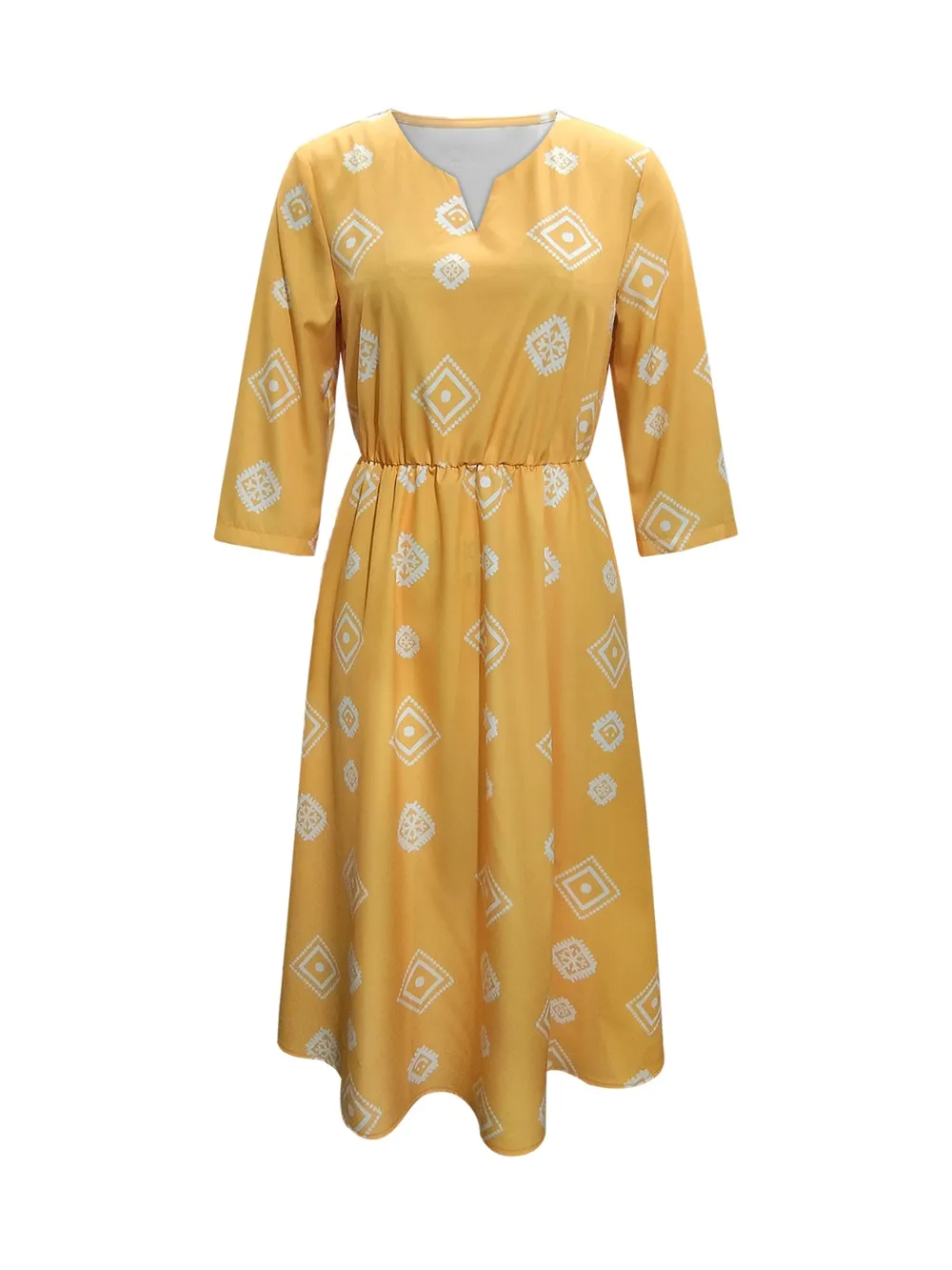 Geometric Notched Neck Dress, image 3
