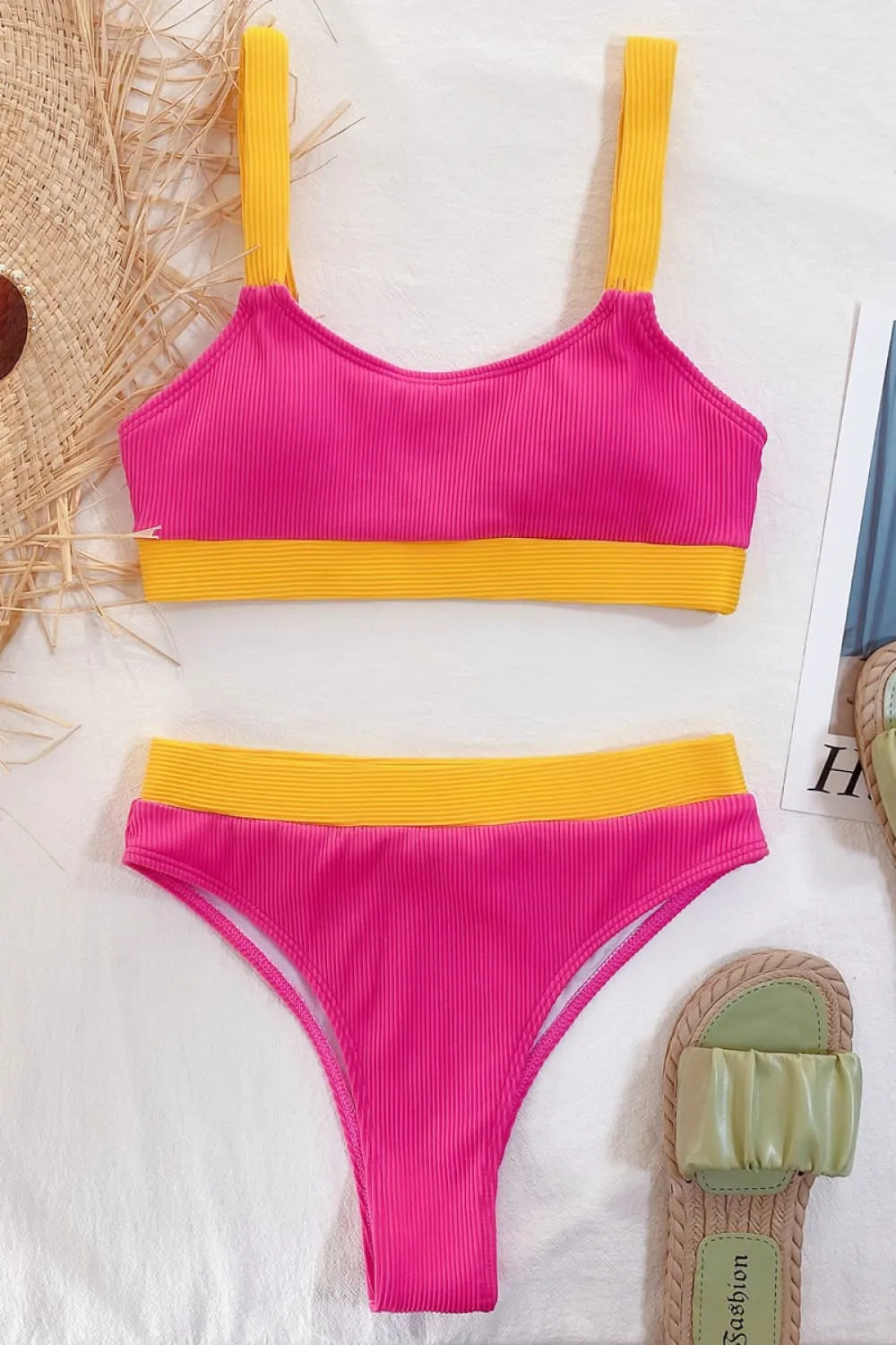 Color Block Scoop Neck Bikini Set, image 3