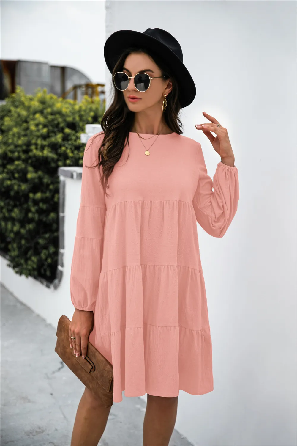 Balloon Sleeve Keyhole Tiered Dress, image 15