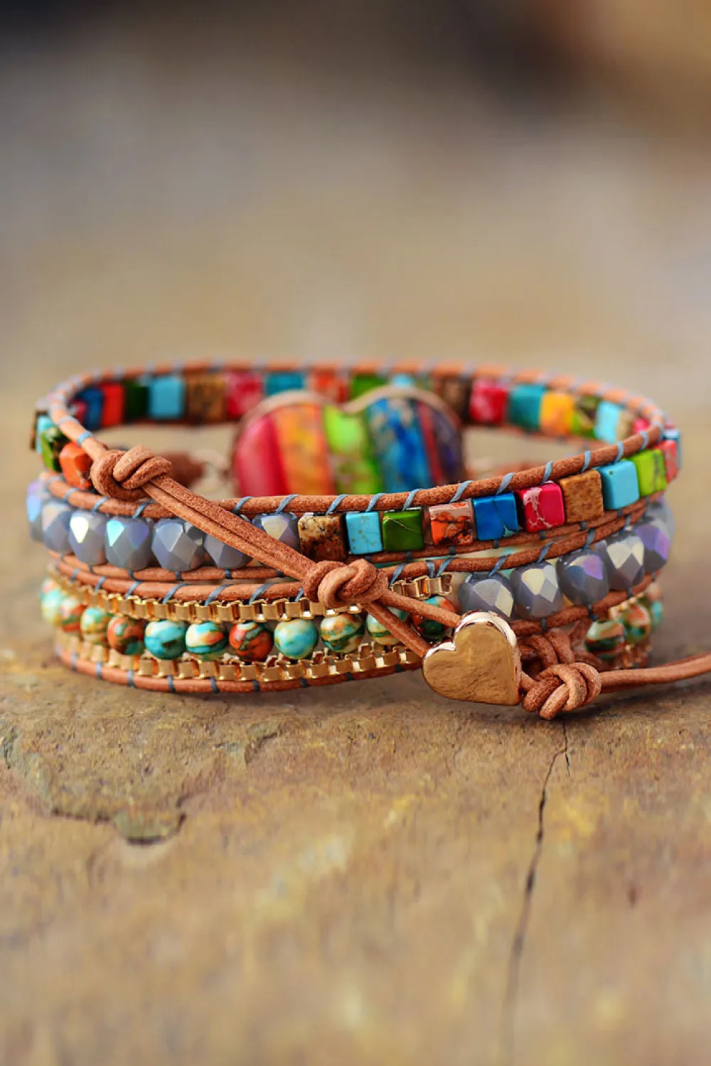 Imperial Jasper & Crystal Layered Bracelet, image 4