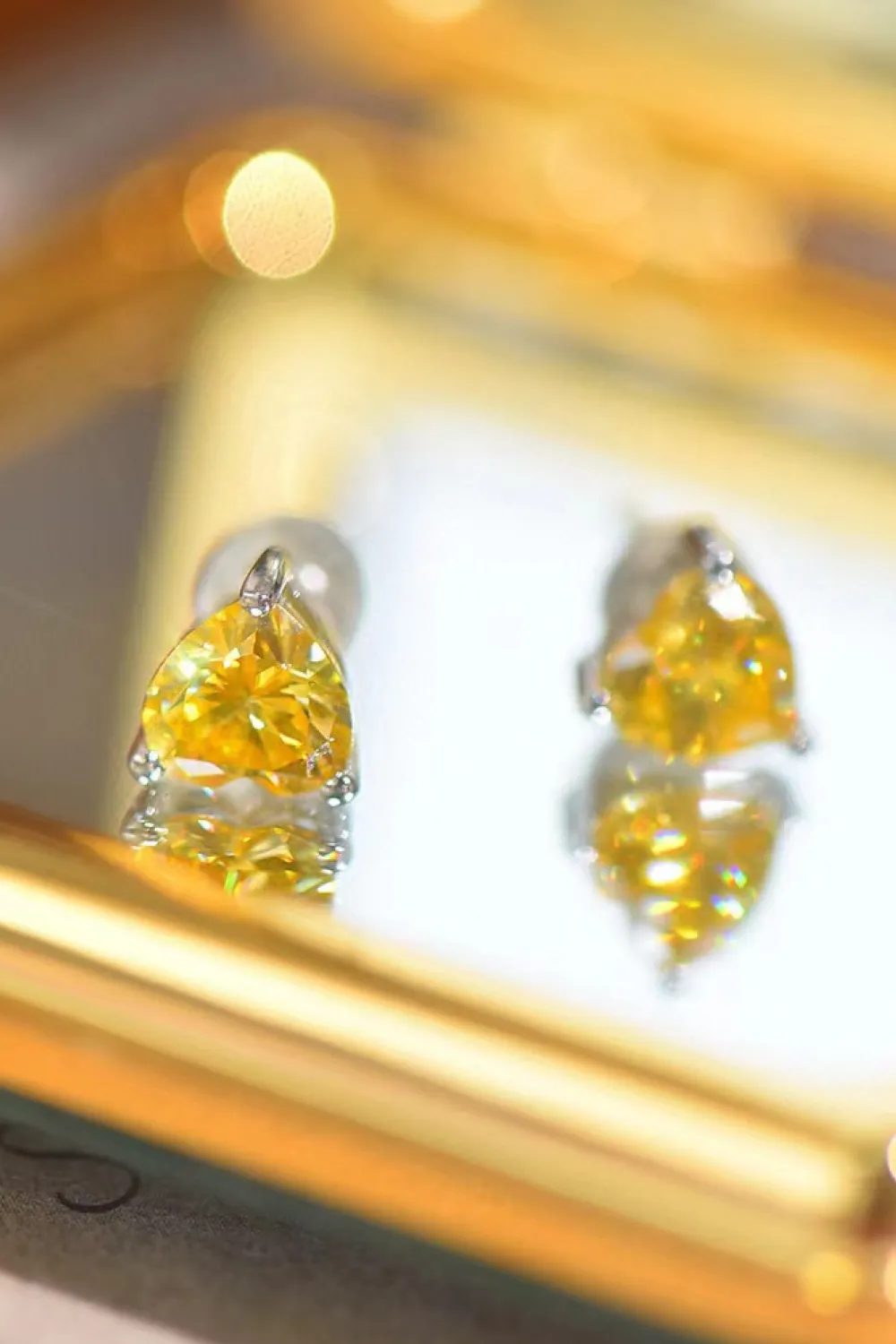 2 Carat Yellow Heart Moissanite Platinum-Plated Earrings, image 5