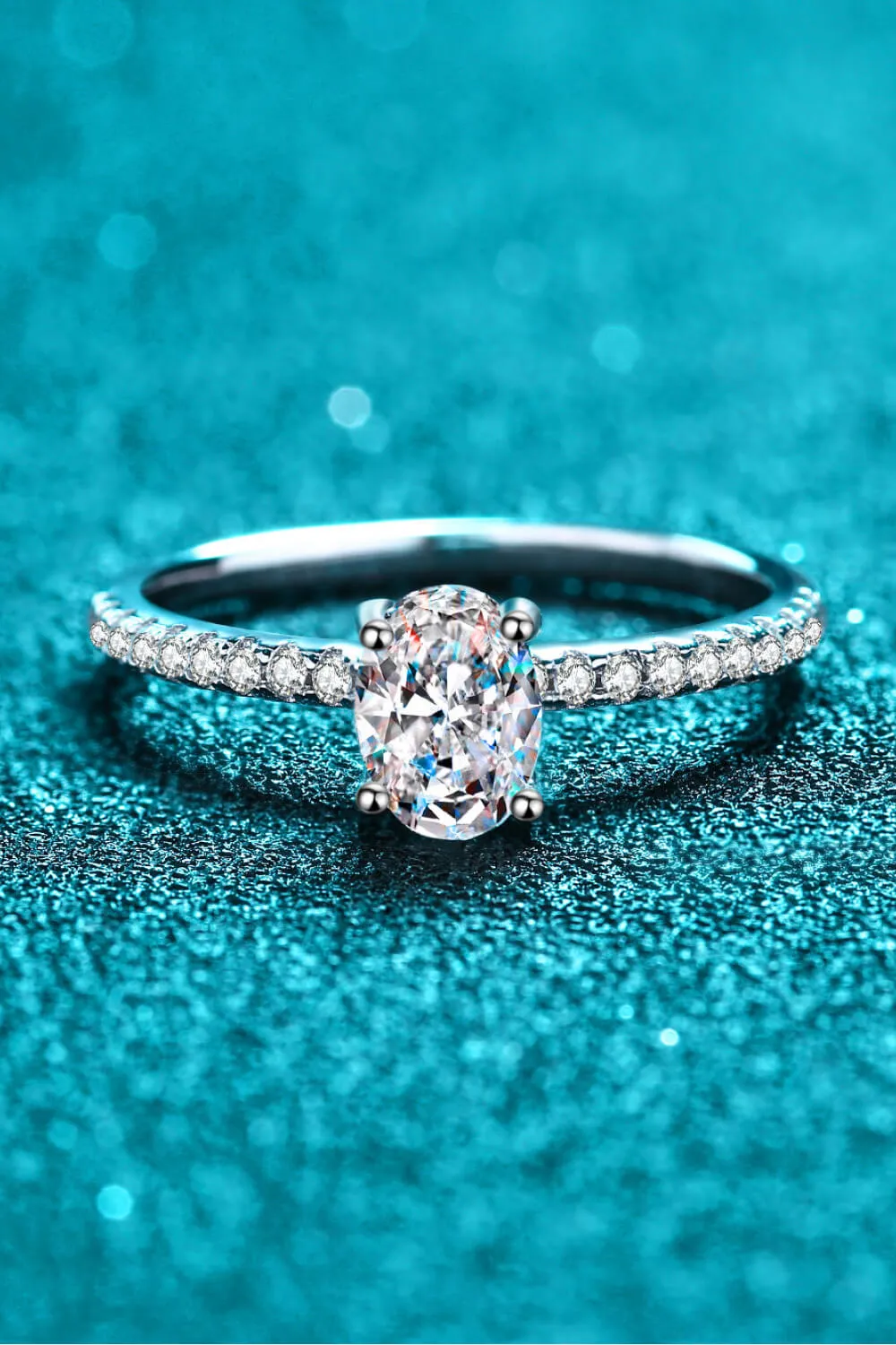 925 Sterling Silver Inlaid 1 Carat Moissanite Ring, image 3