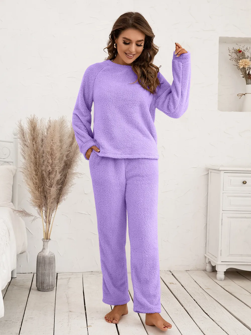 Teddy Long Sleeve Top and Pants Lounge Set, image 18