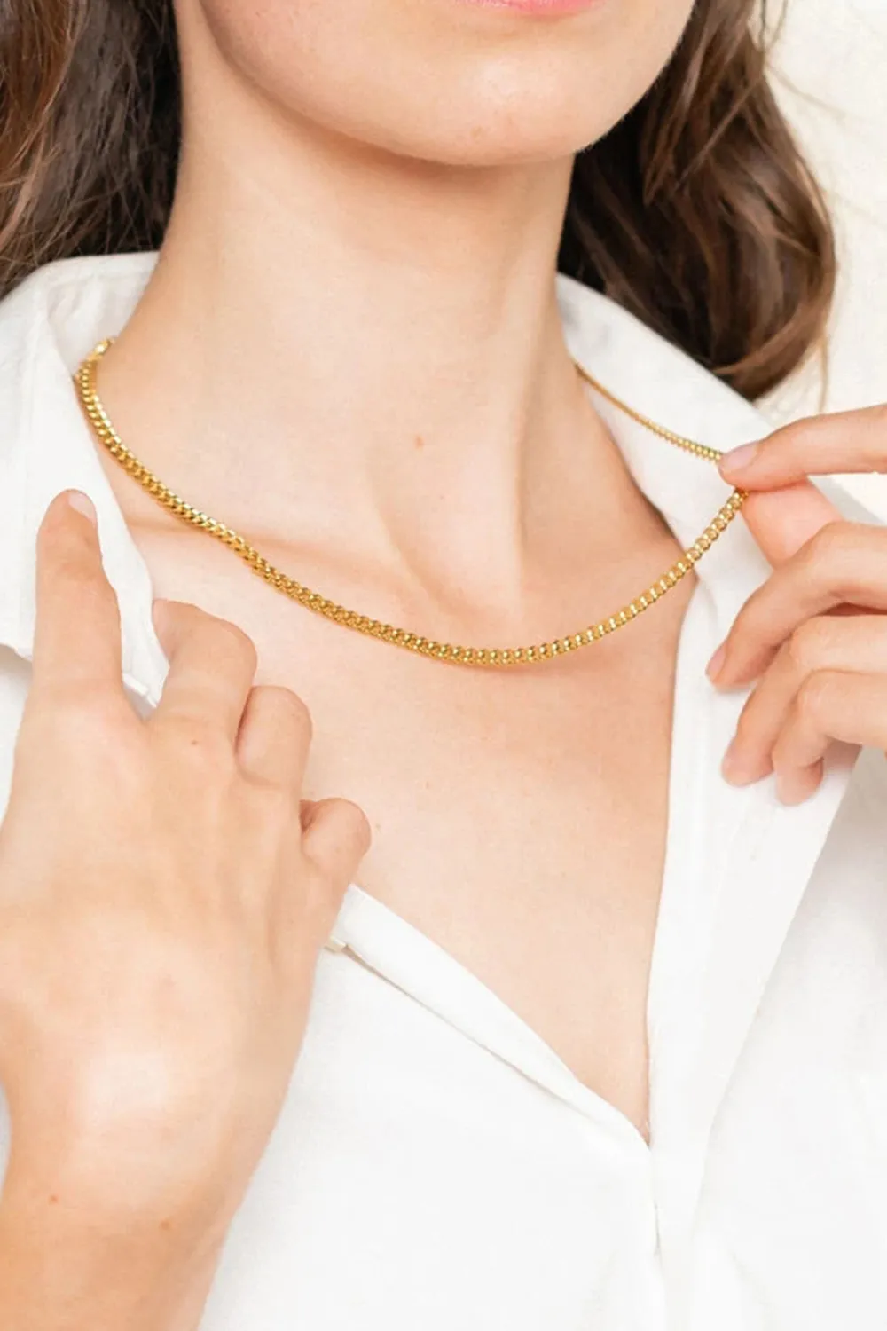 18K Gold Plated Curb Chain Necklace, image 2