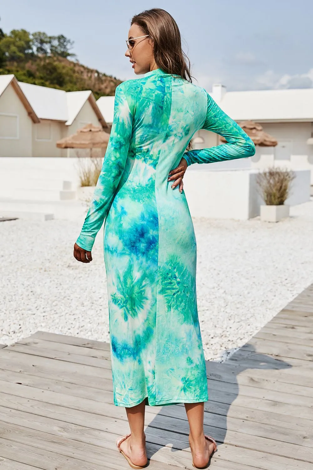 Tie Dye Mock Neck Long Sleeve Dress, image 3