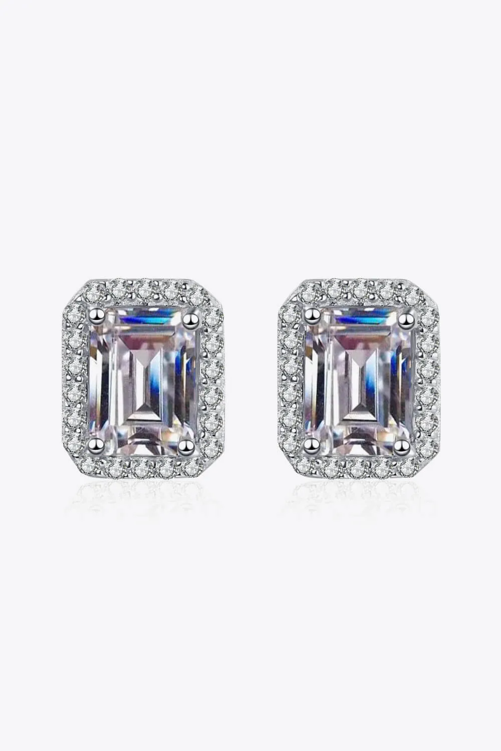 1 Carat Moissanite Rhodium-Plated Square Stud Earrings, image 5