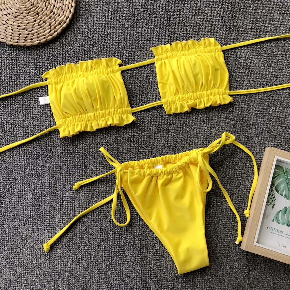 Frill Trim Ruched Bikini Set, image 22