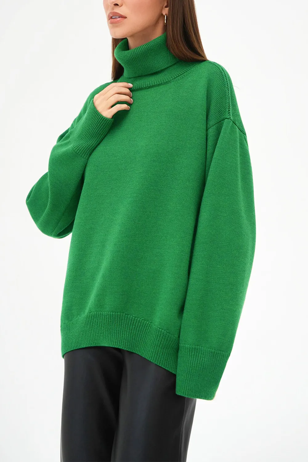 Turtle Neck Dropped Shoulder Sweater, image 10