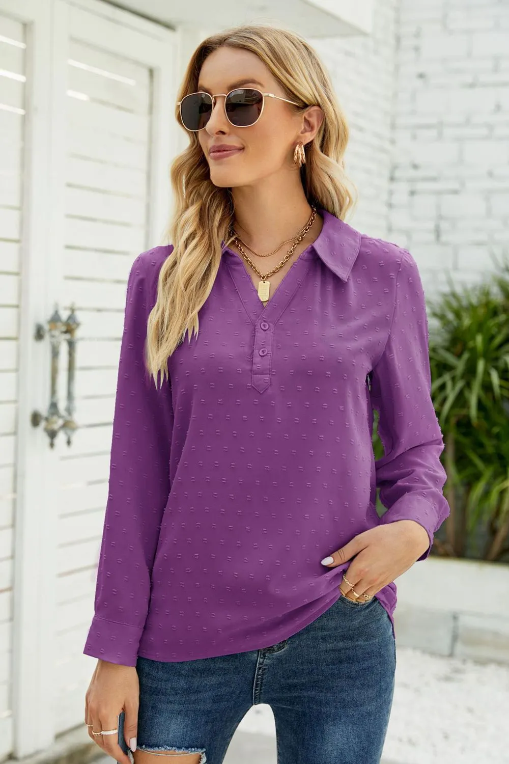 Swiss Dot Johnny Collar Blouse, image 5