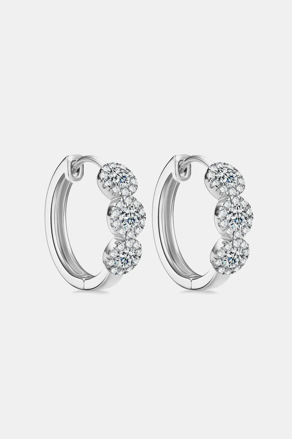 Moissanite 925 Sterling Silver Huggie Earrings, image 5