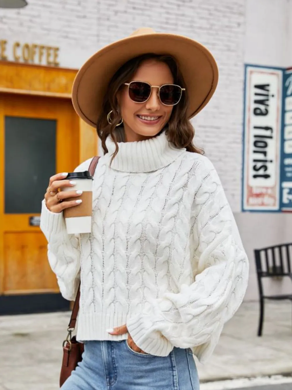 Turtle Neck Cable-Knit Sweater, image 6
