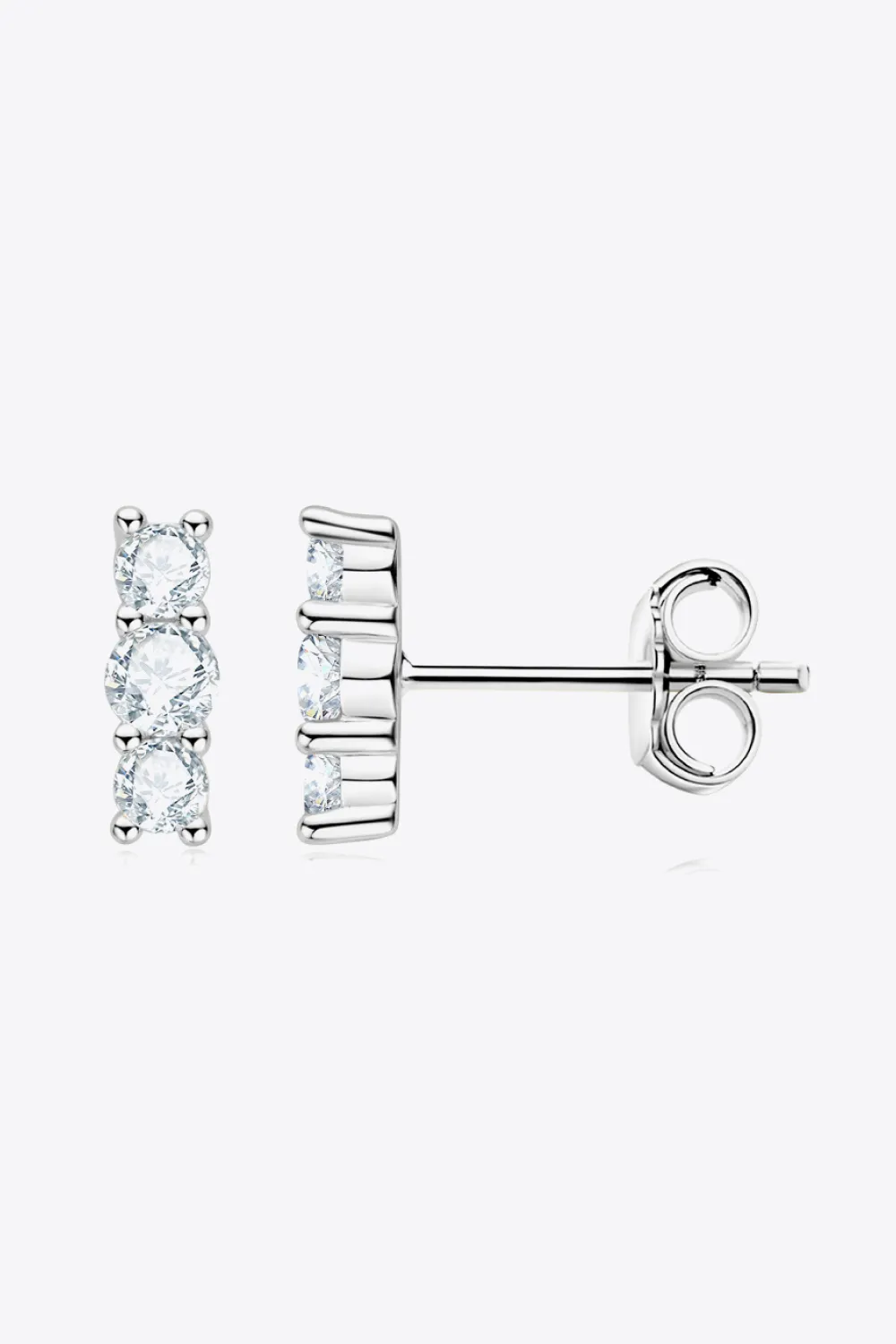 Heartbeat Rhythm 925 Sterling Silver Moissanite Stud Earrings, image 5