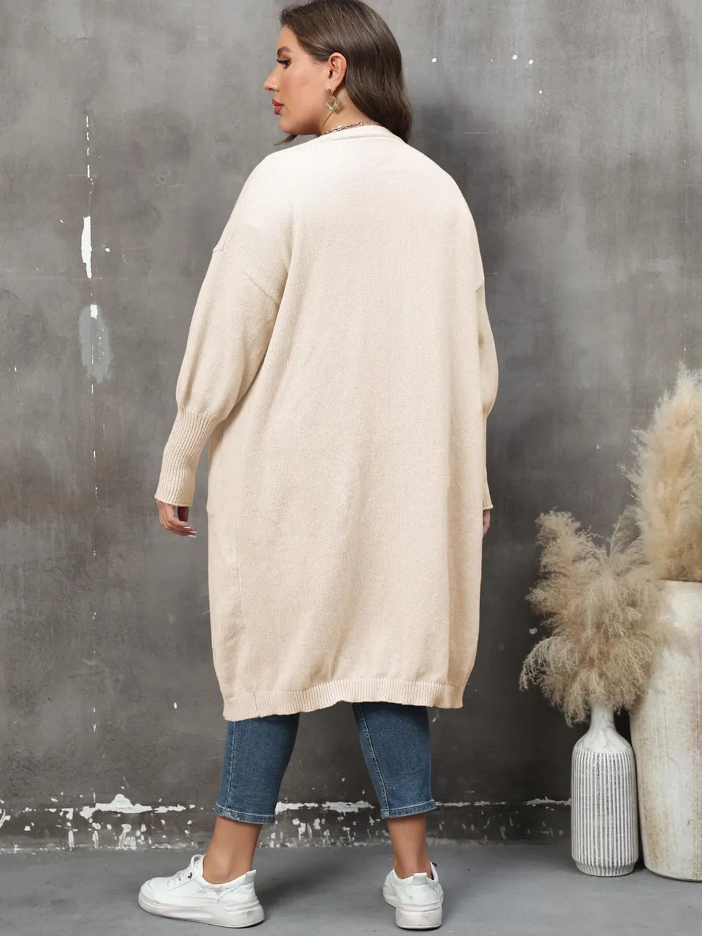 Plus Size Long Sleeve Pocketed Cardigan, image 13