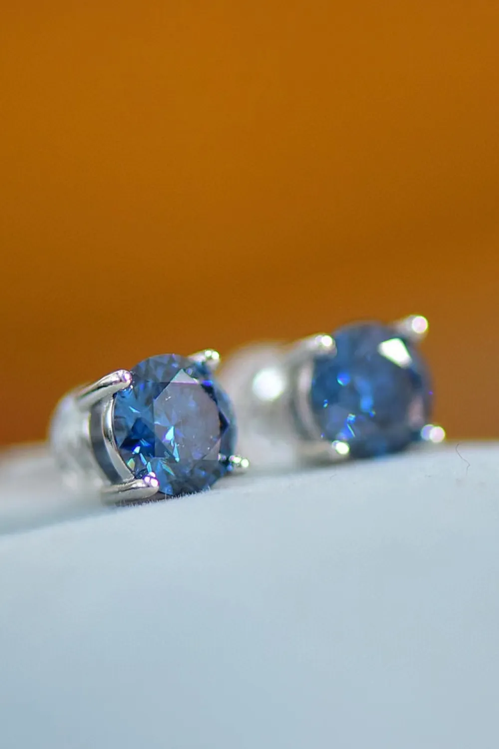 2 Carat Moissanite Four-Prong Platinum-Plated Earrings, image 5