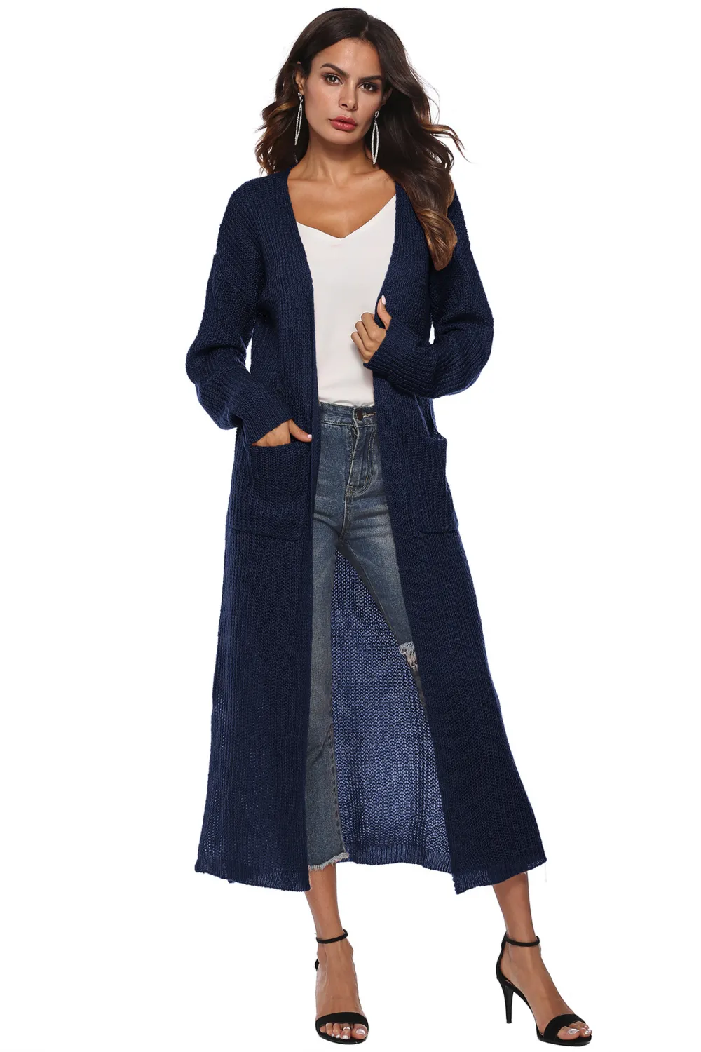 Long Sleeve Open Front Buttoned Cardigan, image 5