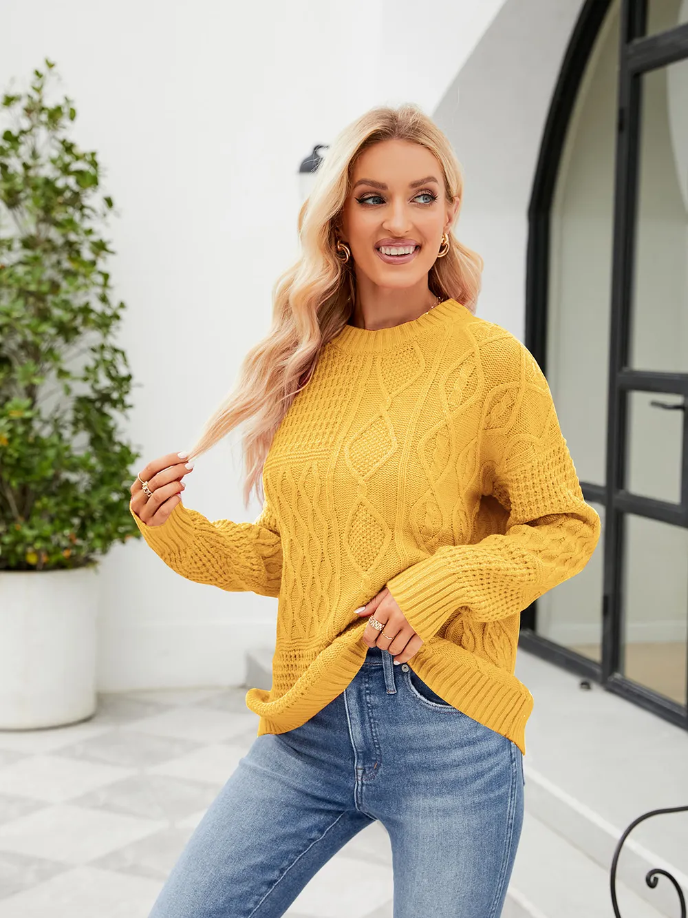Round Neck Dropped Shoulder Sweater, image 11
