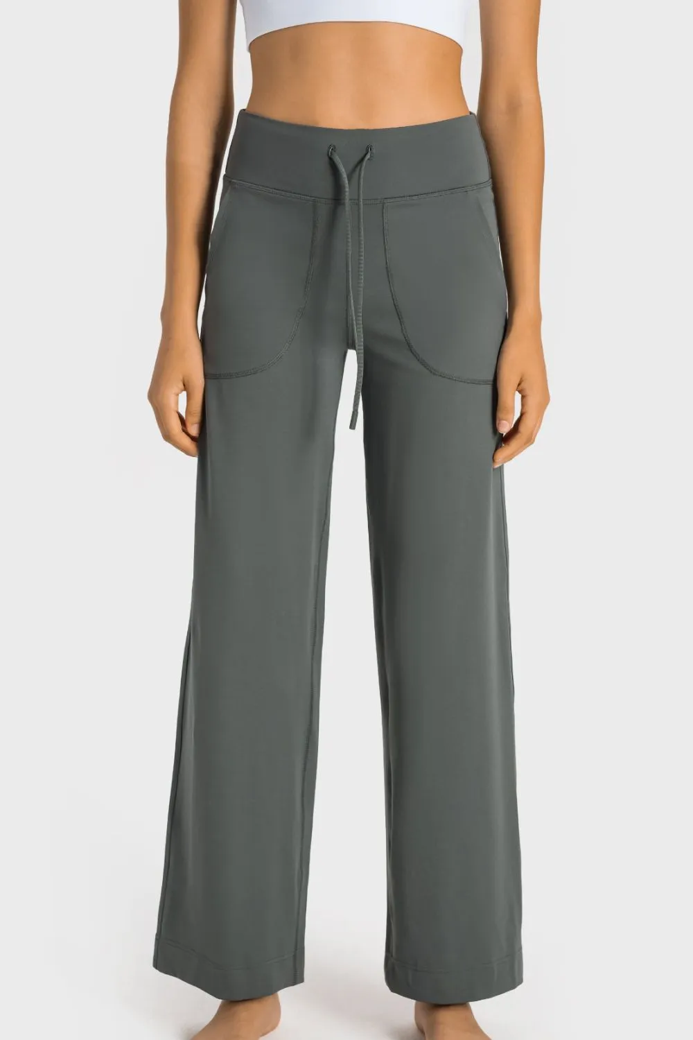Drawstring Waist Wide Leg Sports Pants with Pockets, image 15