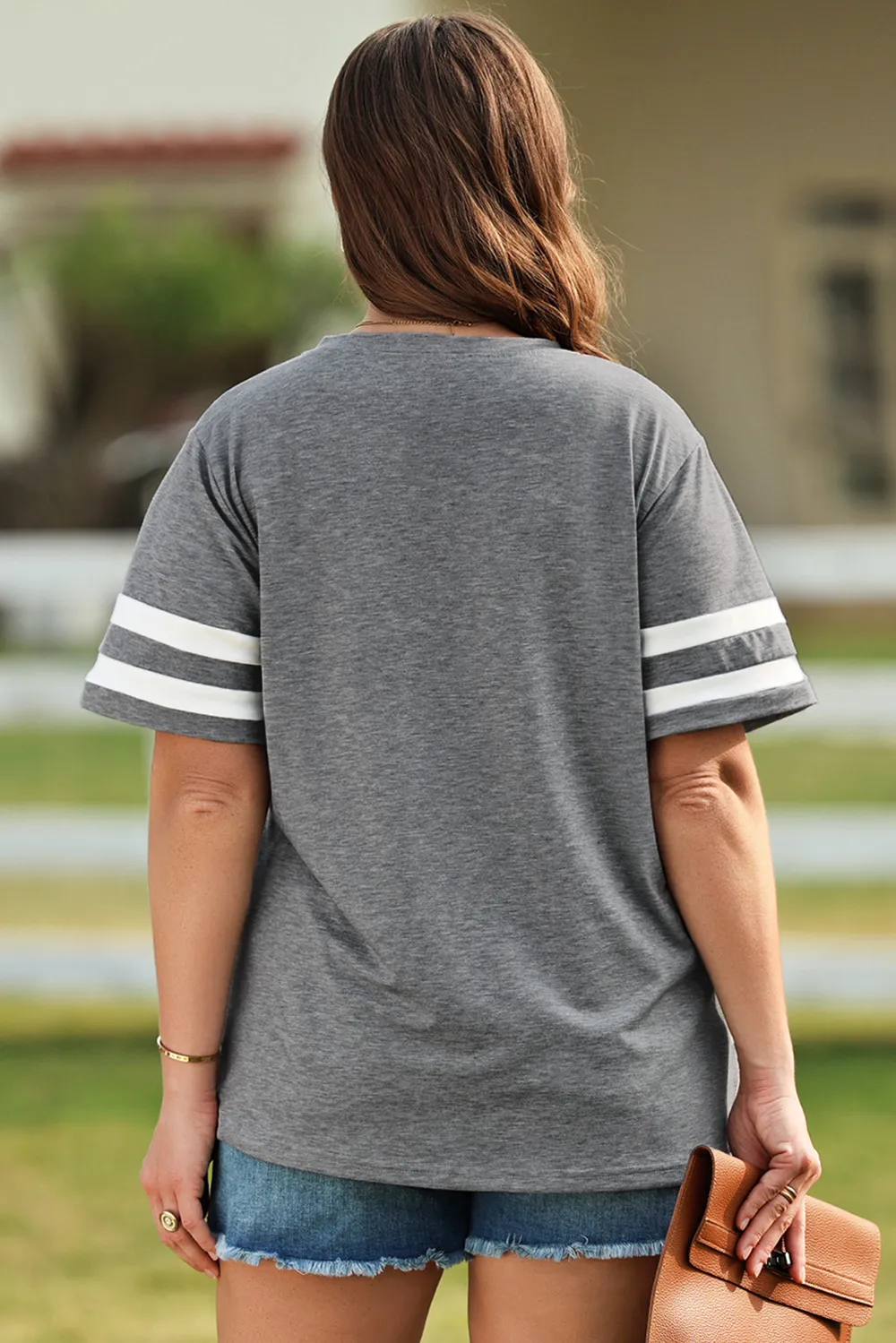 Plus Size US Flag Graphic V-Neck Tee, image 5