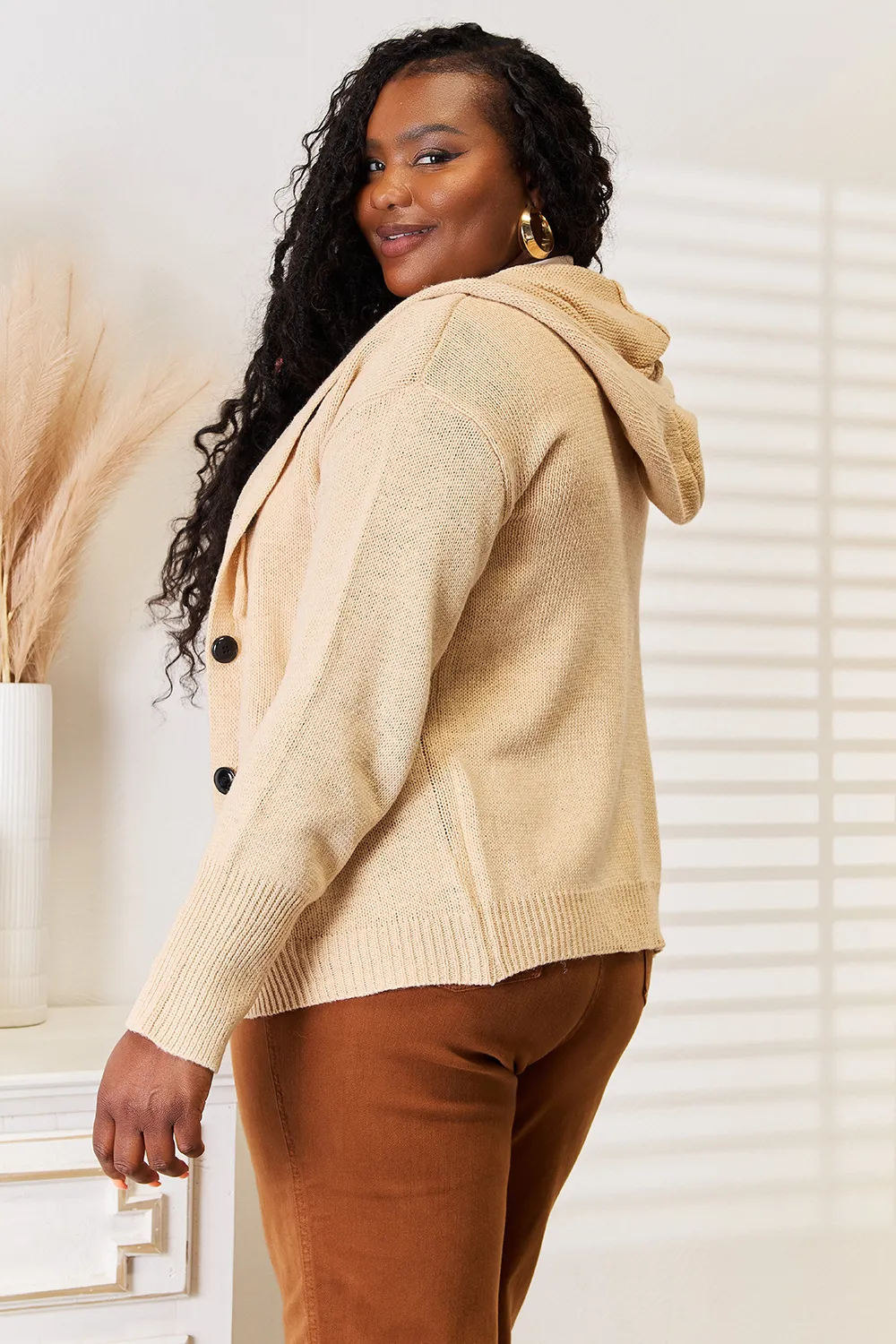 Button-Down Long Sleeve Hooded Sweater, image 8