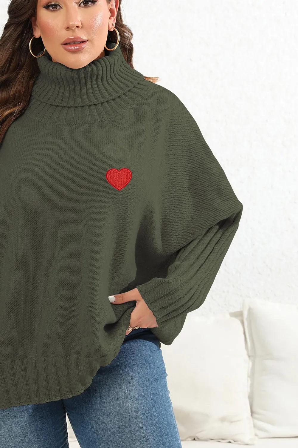 Plus Size Turtle Neck Long Sleeve Sweater, image 12