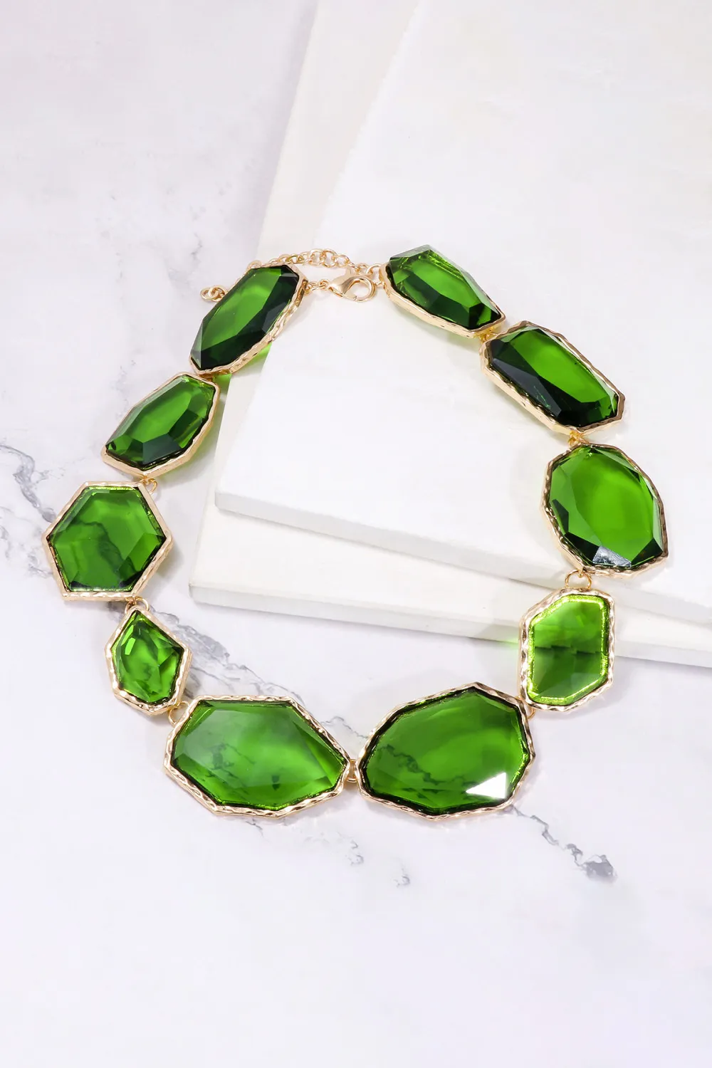 Geometrical Shape Zinc Alloy Frame Resin Necklace, image 6