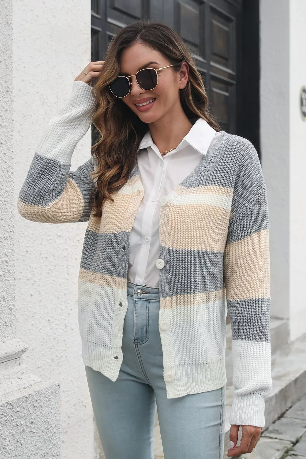 Color Block Button Down Cardigan, image 4