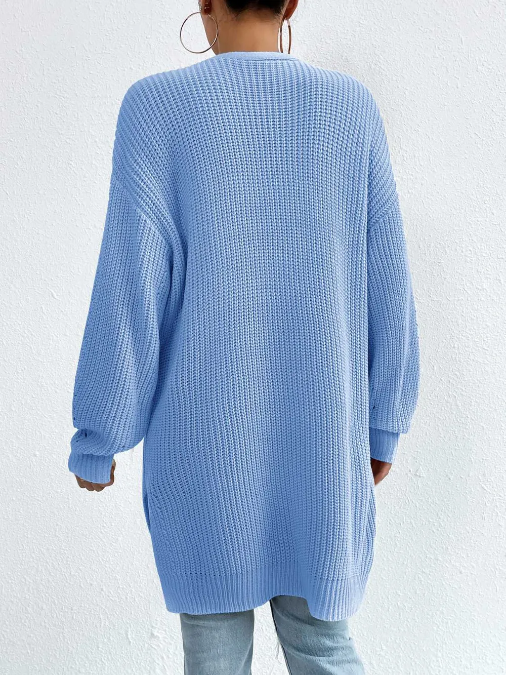 Open Front Dropped Shoulder Slit Cardigan, image 13