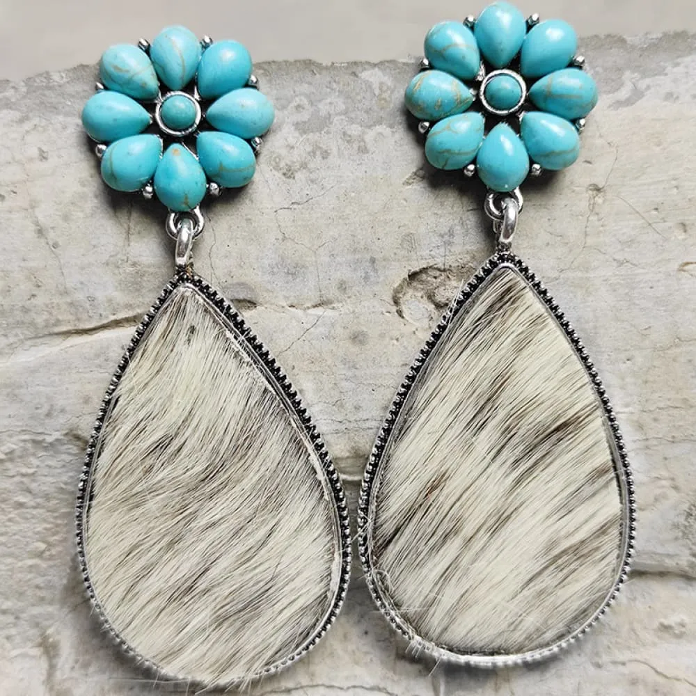 Turquoise Flower Teardrop Earrings, image 8