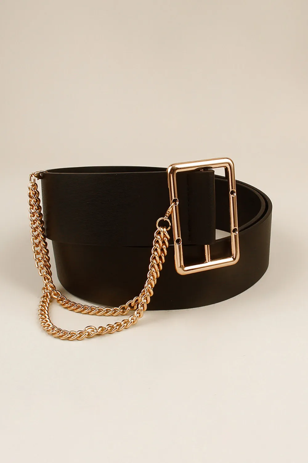 PU Leather Wide Belt with Chain, image 3