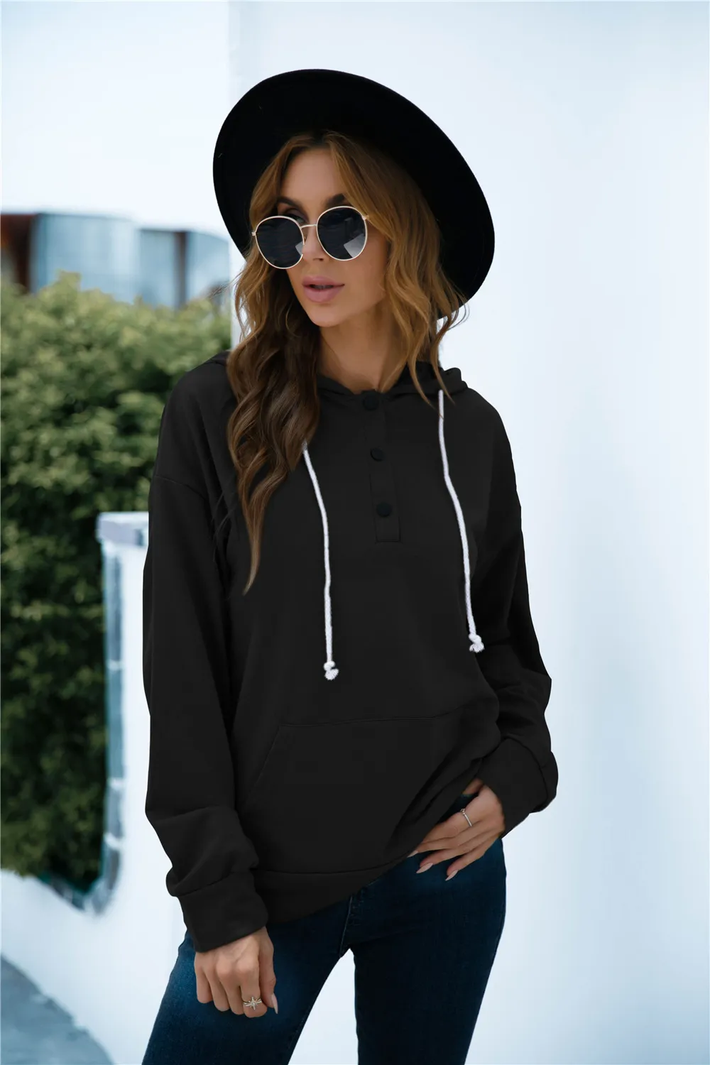 Quarter Snap Drawstring Hoodie with Kangaroo Pocket, image 11
