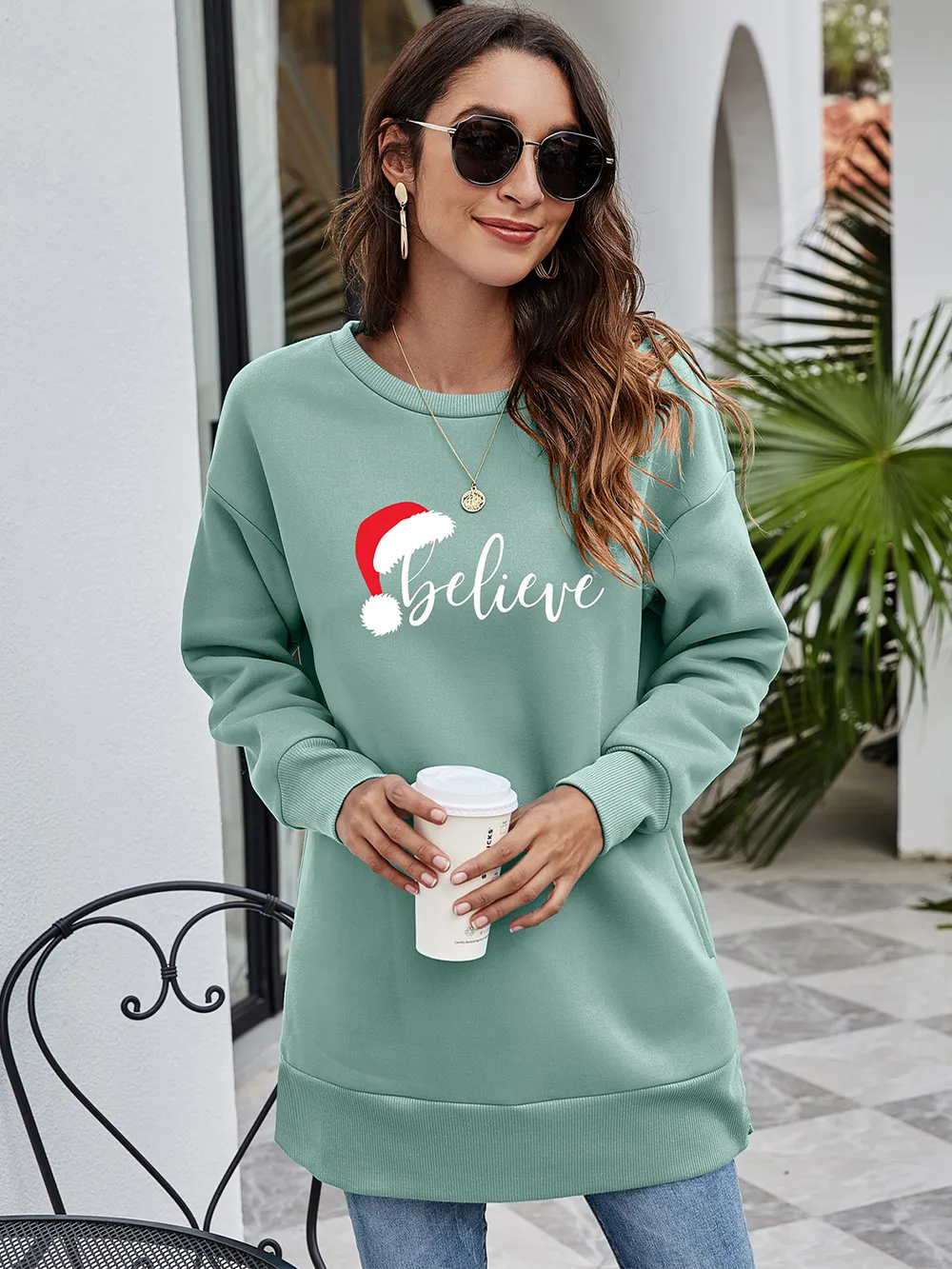 BELIEVE Graphic Tunic Sweatshirt, image 8