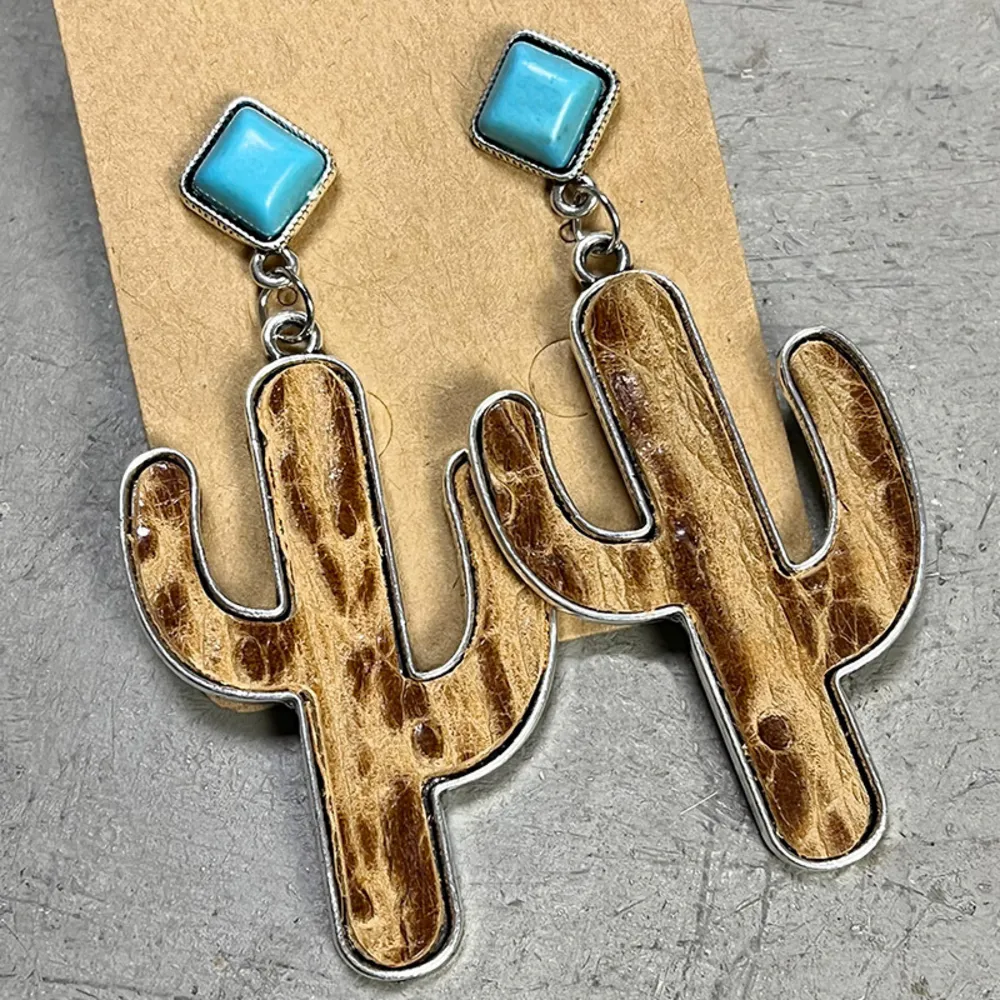 Turquoise Cactus Earrings, image 6