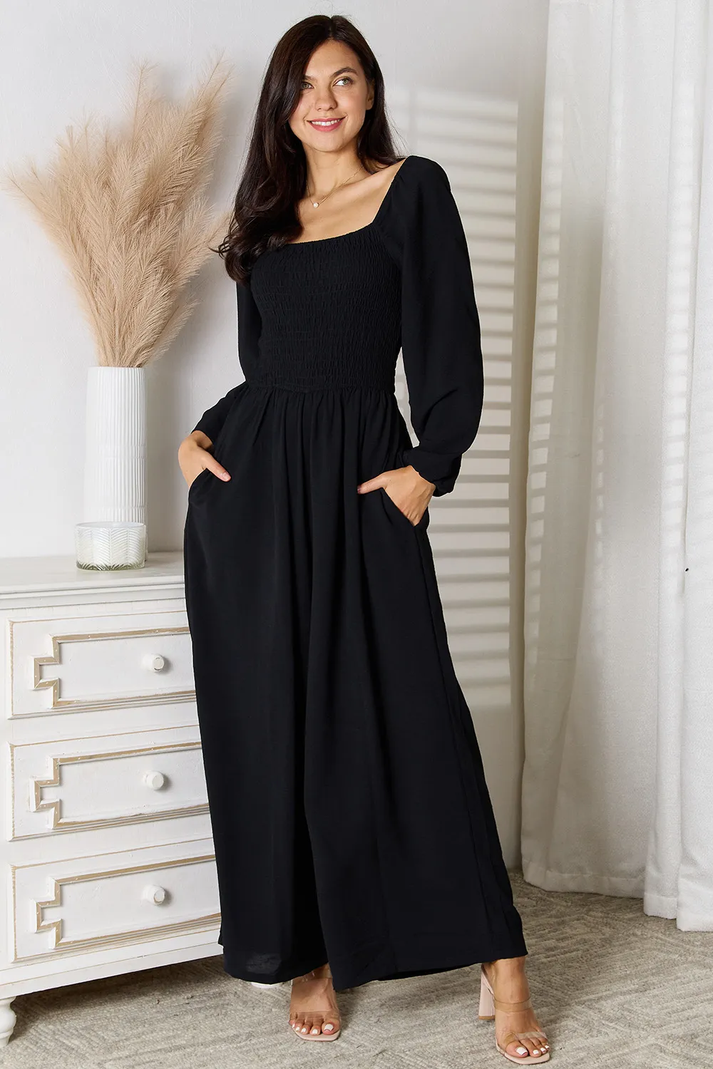 Square Neck Jumpsuit with Pockets, image 7