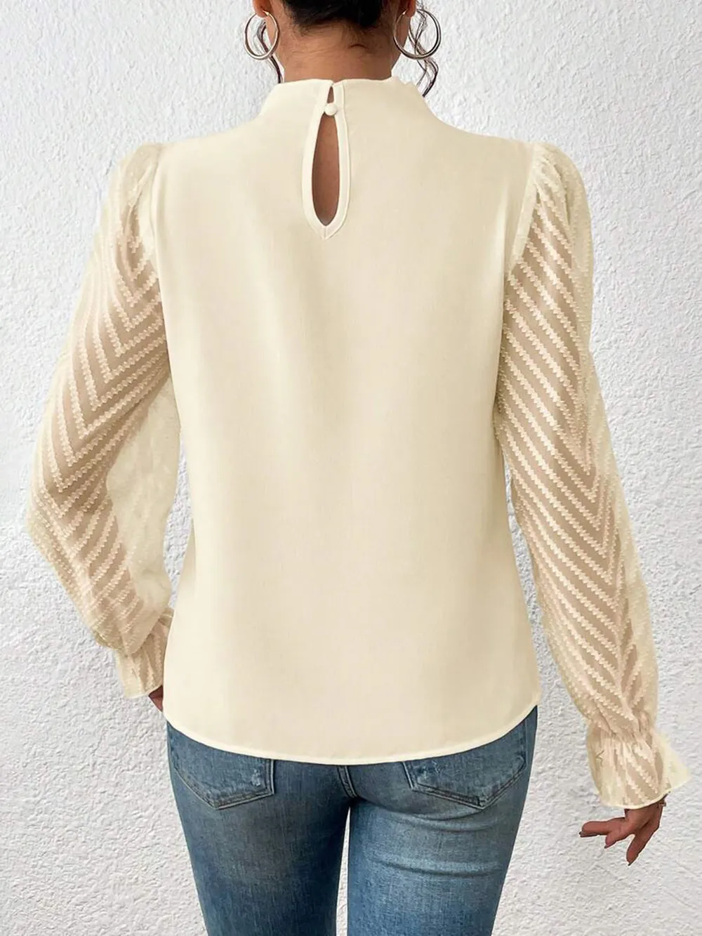 Mock Neck Flounce Sleeve Blouse, image 11