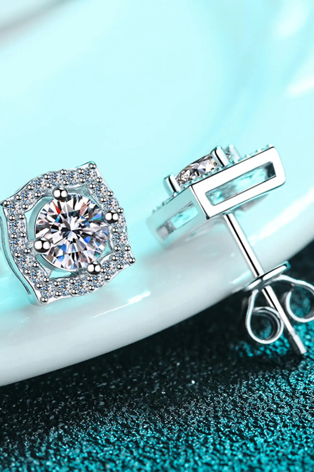 1 Carat Moissanite Geometric Stud Earrings, image 4