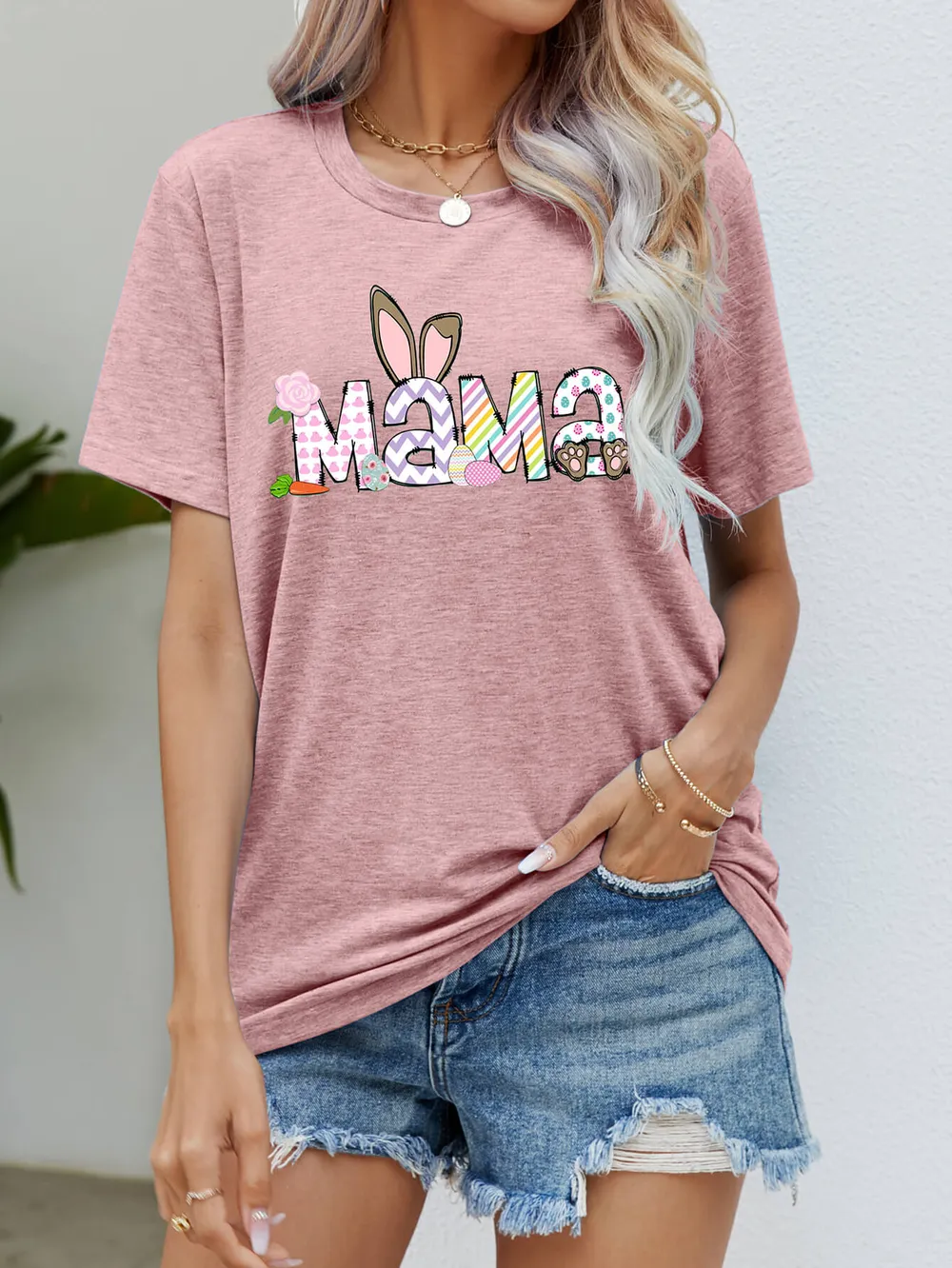 Easter MAMA Graphic Round Neck T-Shirt, image 16