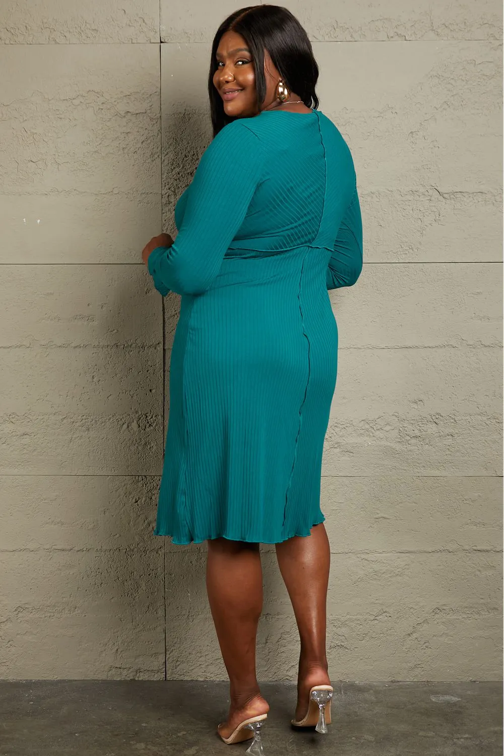 Full Size Chevron Upper Bodycon Midi Dress, image 8