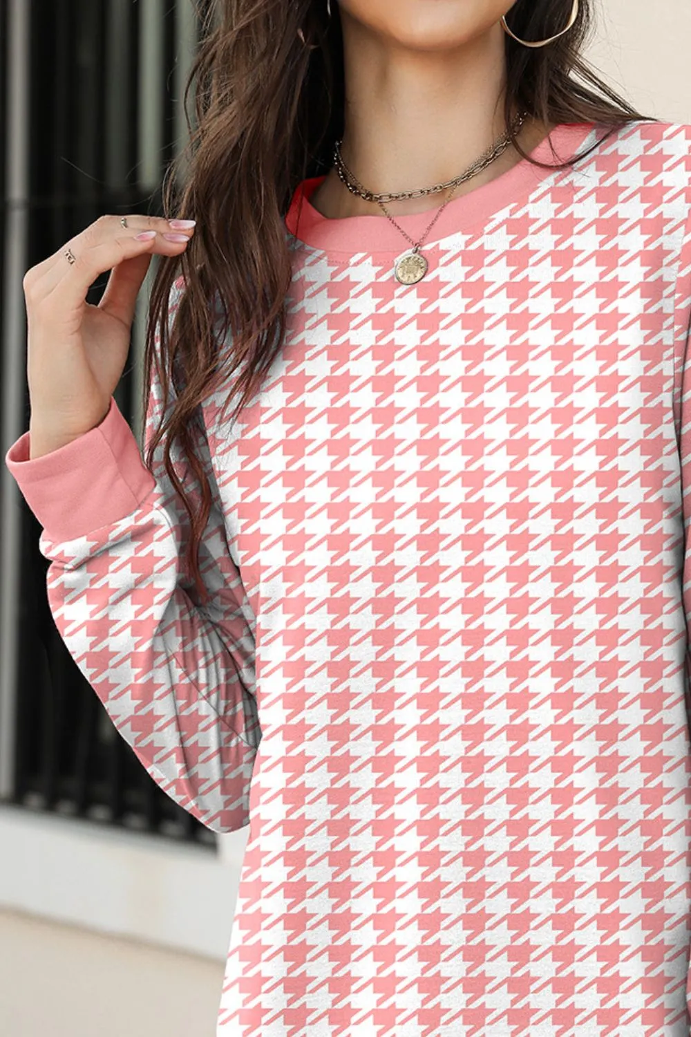 Printed Round Neck Long Sleeve Sweatshirt, image 6