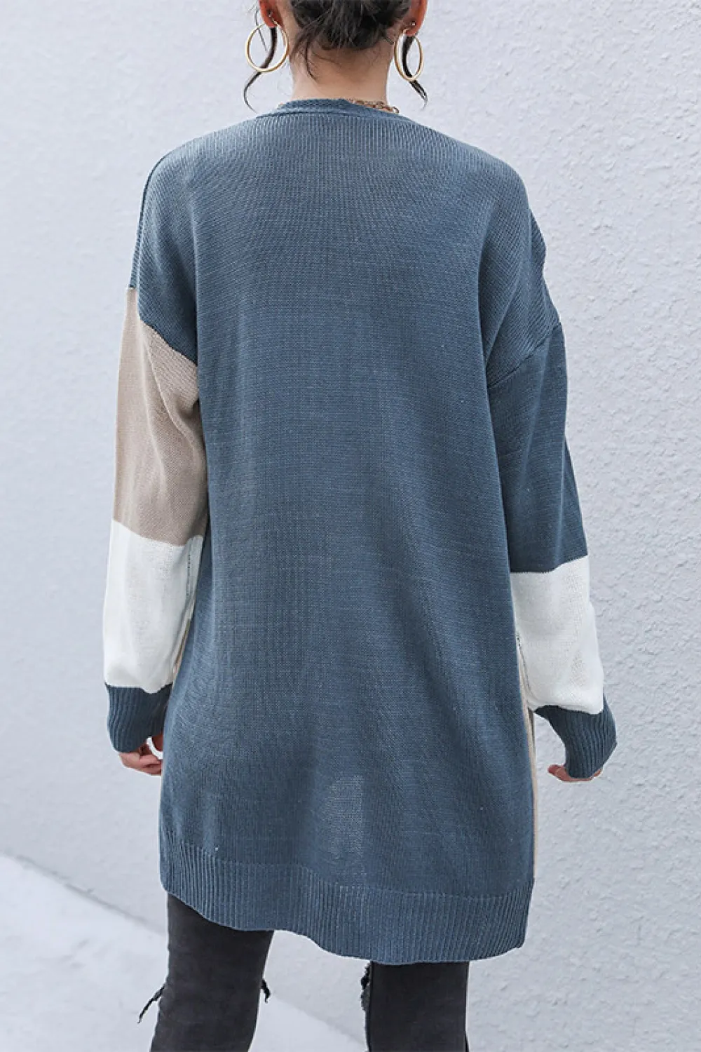 Color Block Dropped Shoulder Cardigan, image 4