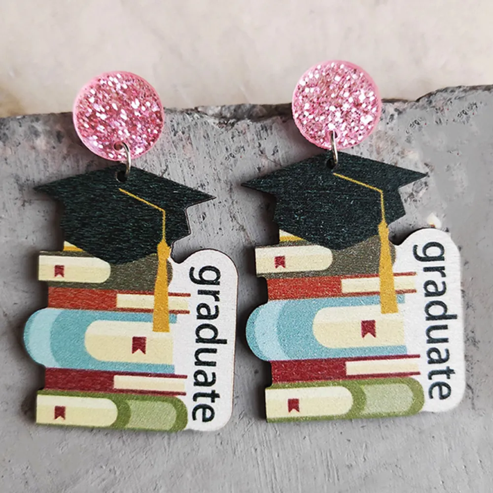 School Theme Wooden Dangle Earrings, image 7