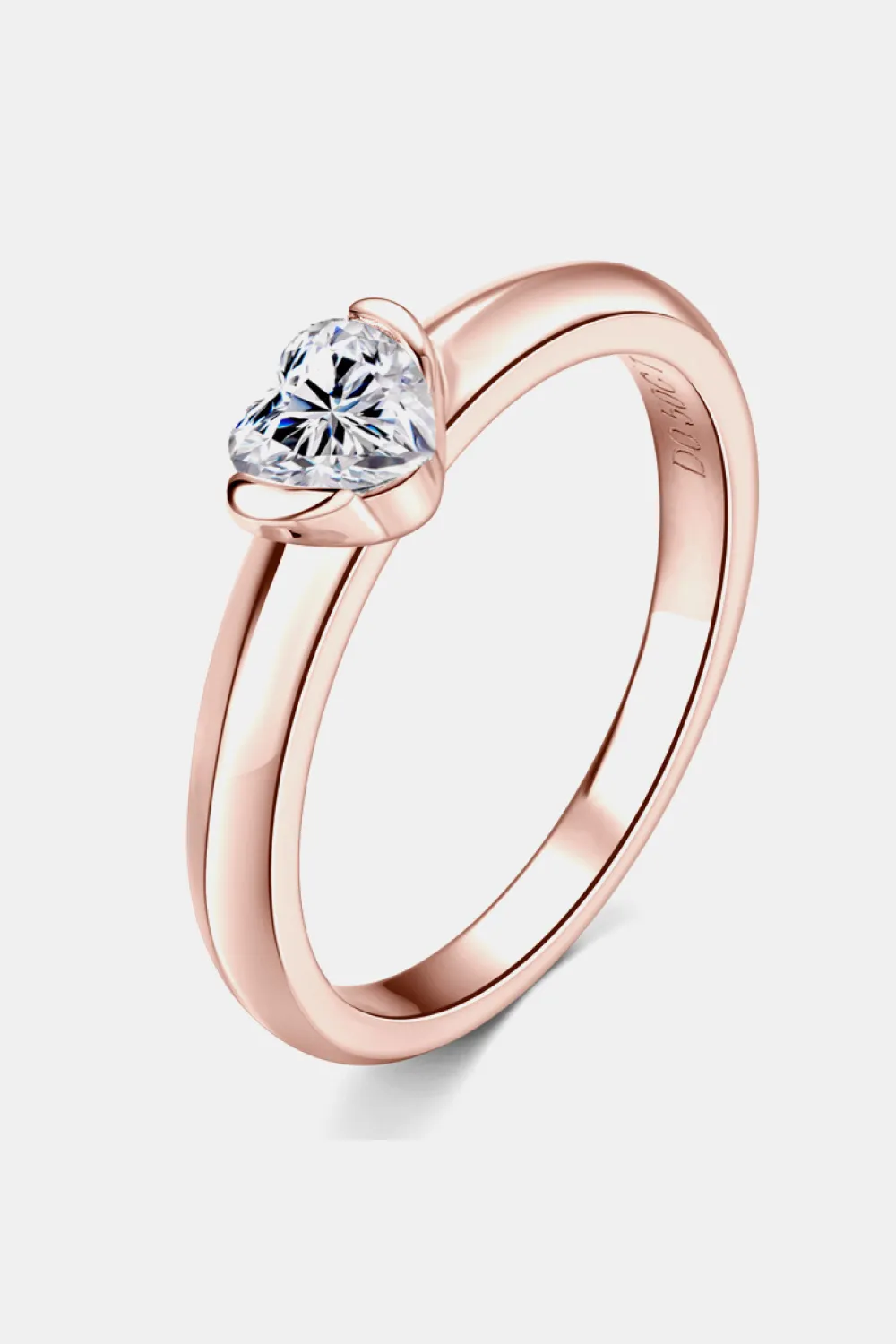 Moissanite 925 Sterling Silver Heart Solitaire Ring, image 3