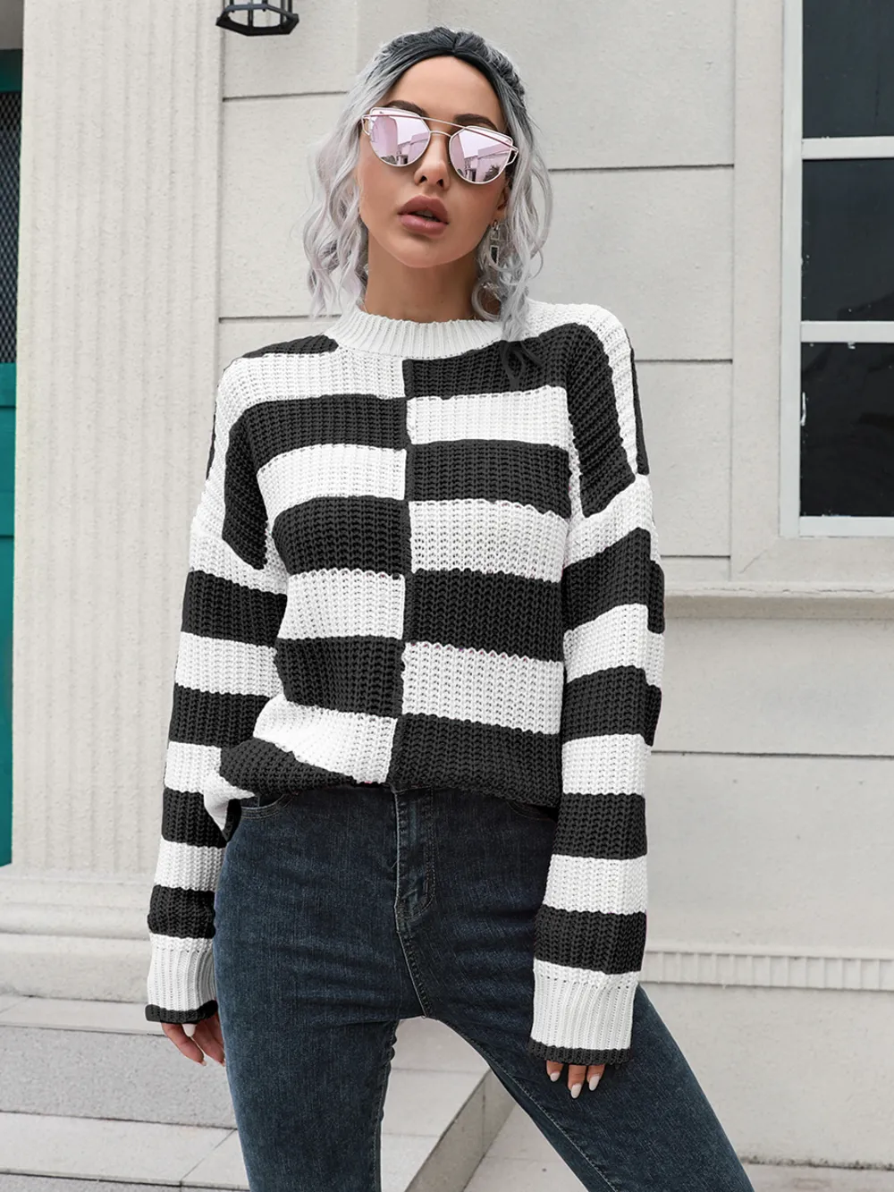 Two-Tone Dropped Shoulder Sweater, image 6