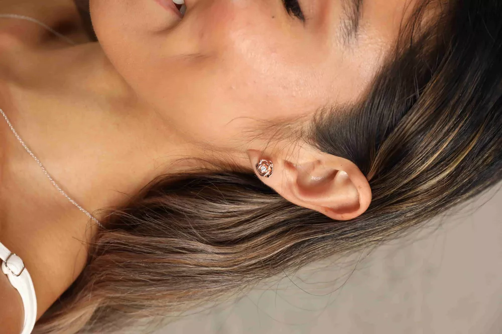 Moissanite Flower 925 Sterling Silver Earrings, image 2