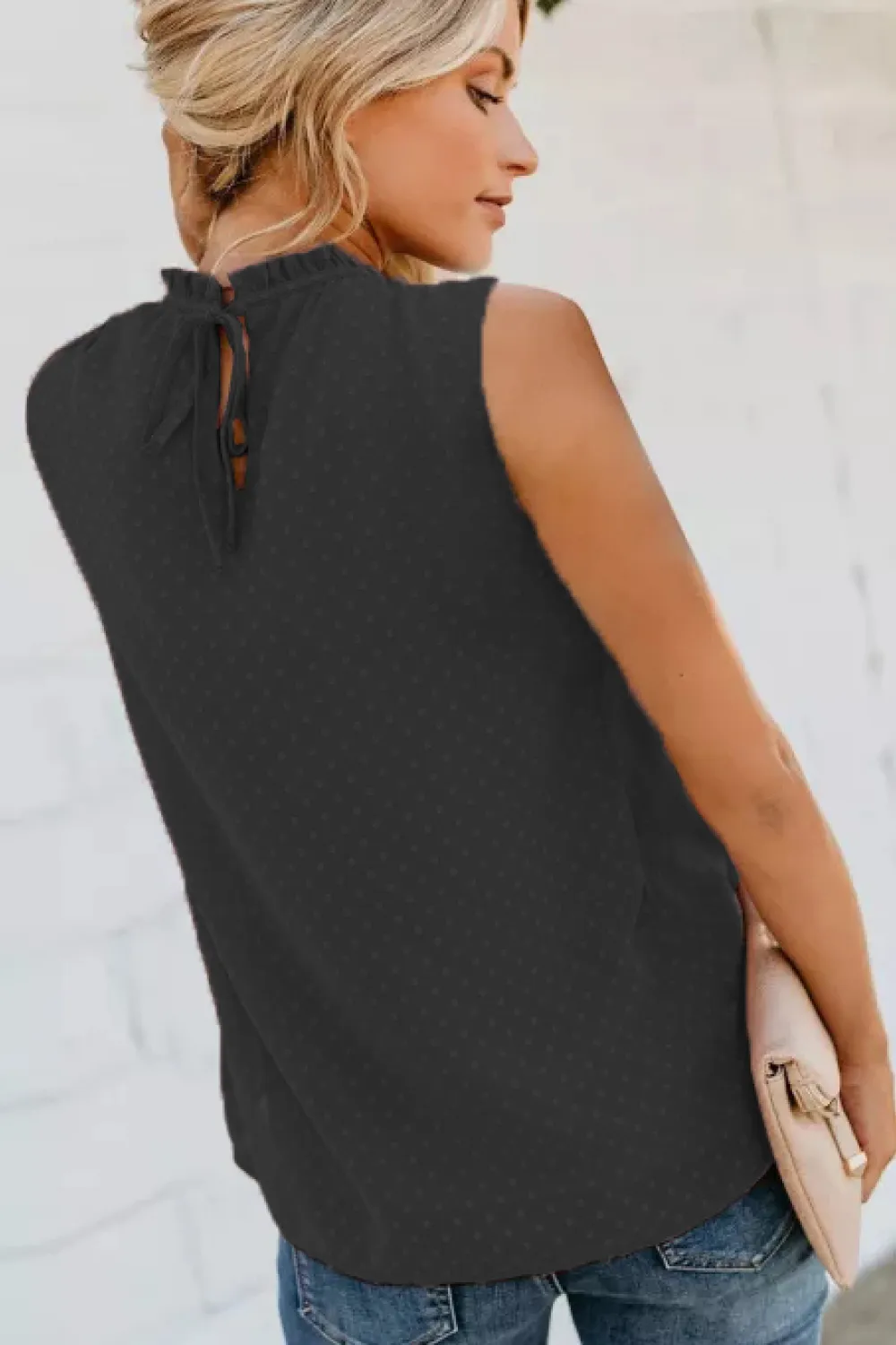 Smocked Tie Back Frill Trim Tank, image 9