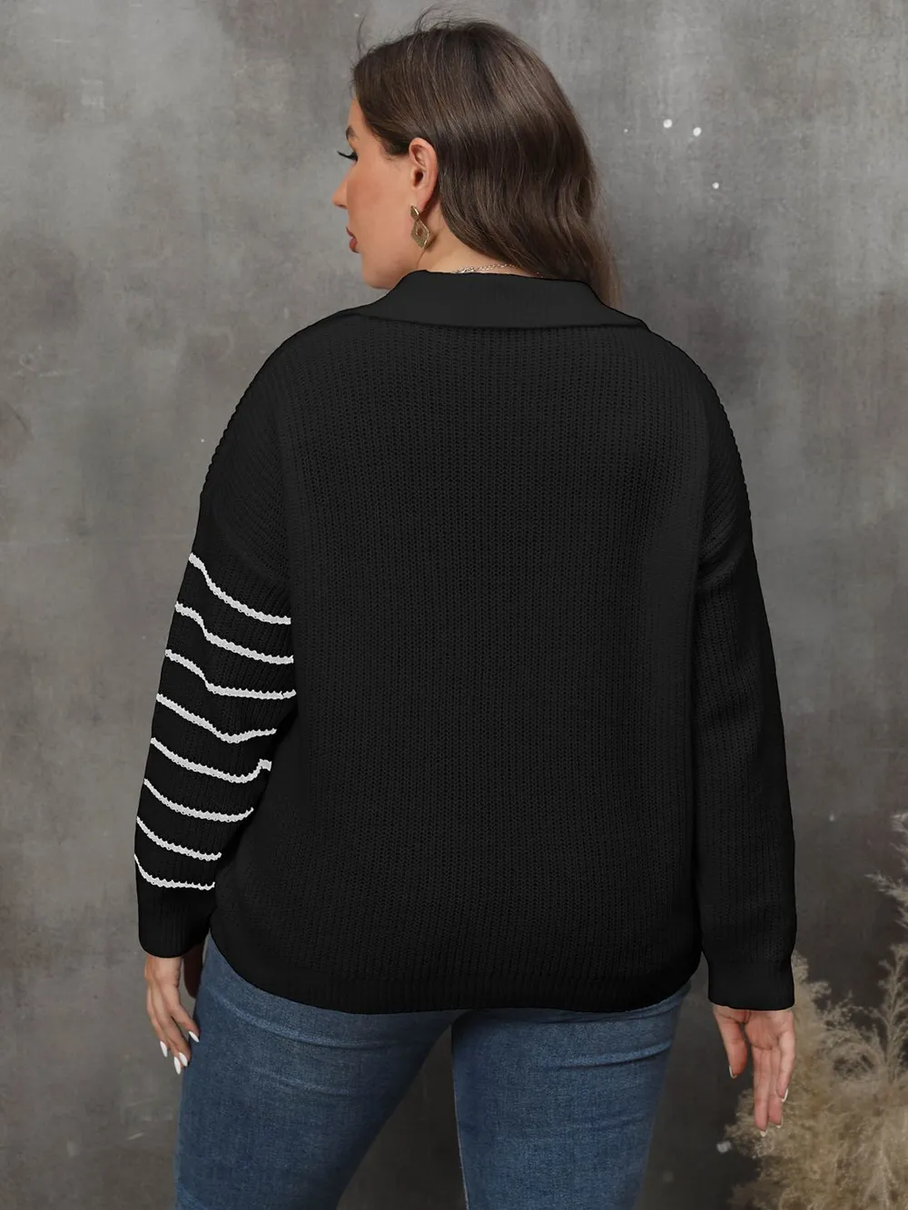 Plus Size Striped V-Neck Sweater, image 8