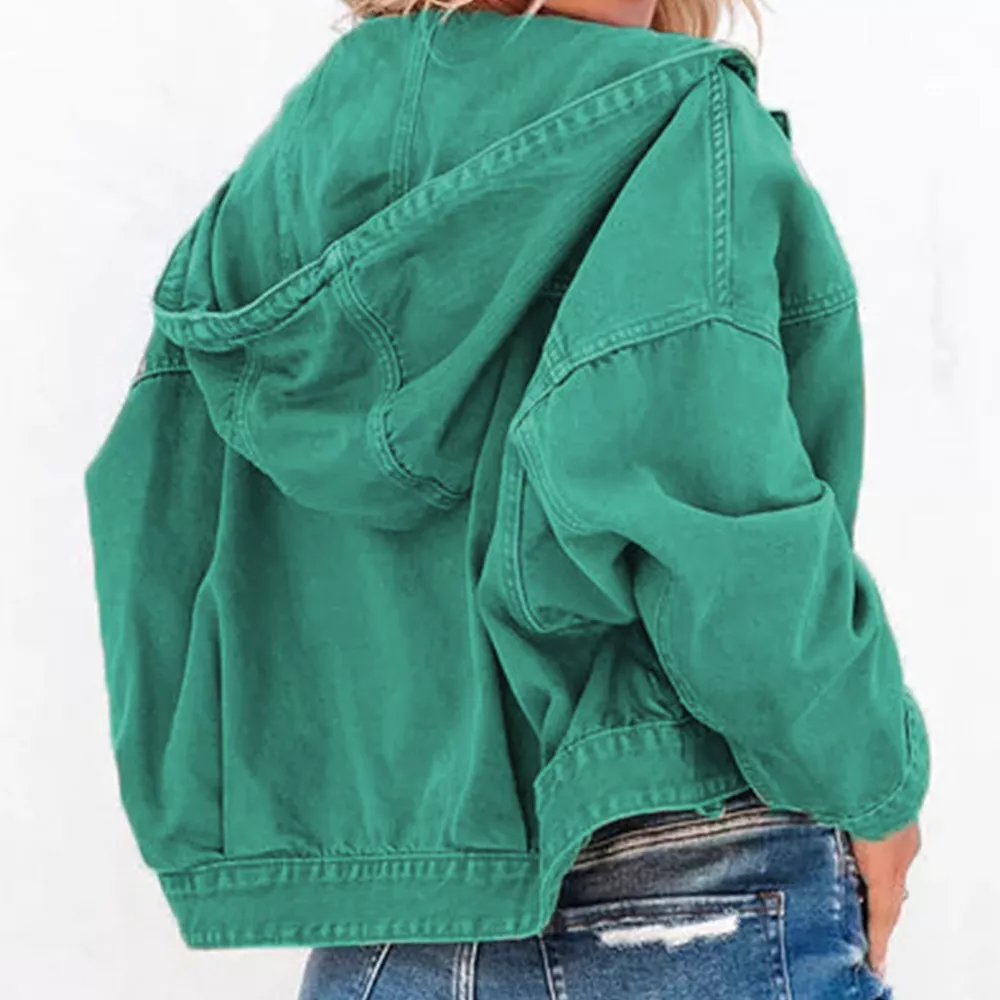 Hooded Dropped Shoulder Denim Jacket, image 7